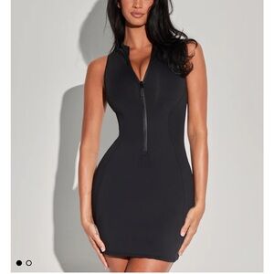 TA3 Scuba Sleeveless Surfy Black Mini Dress Lace Back sz Large Reg/Long